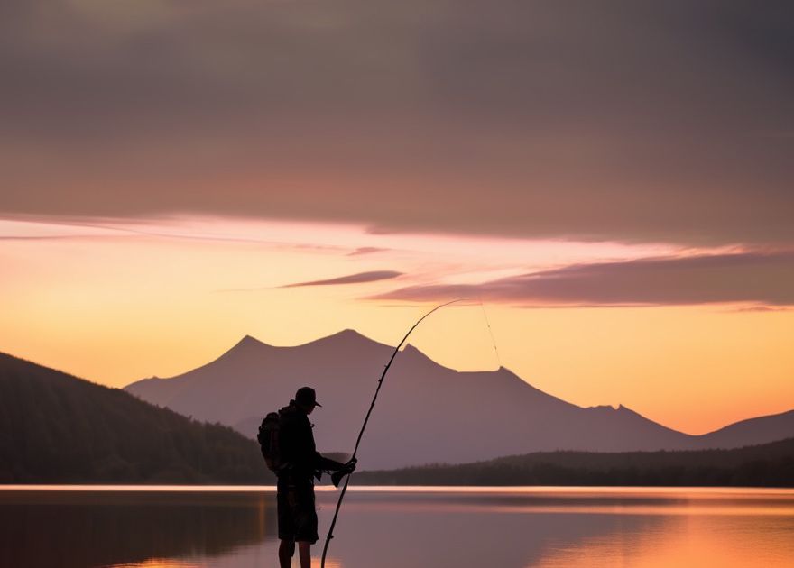 Ihminen kalastaa SUP-laudalta