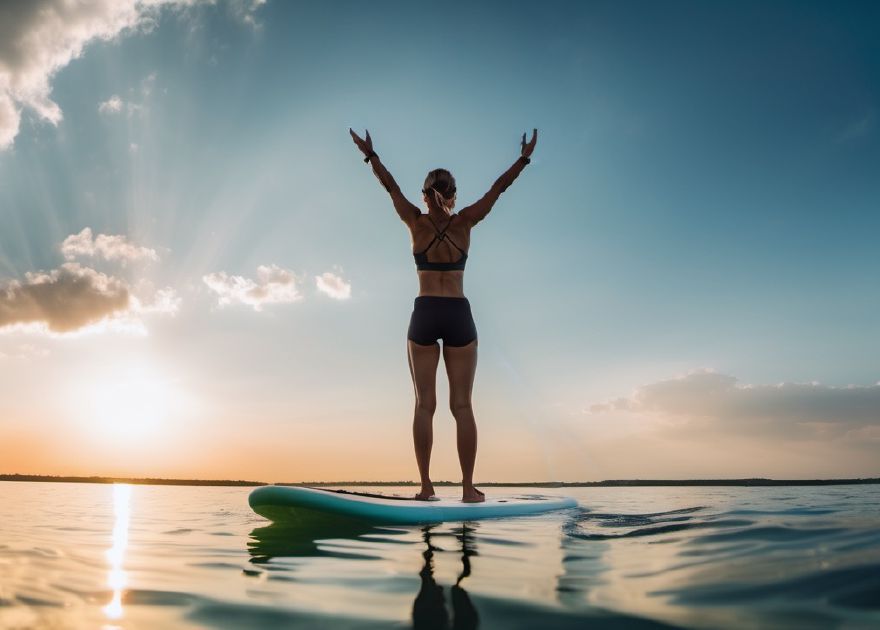 Woman practicing SUP fitness